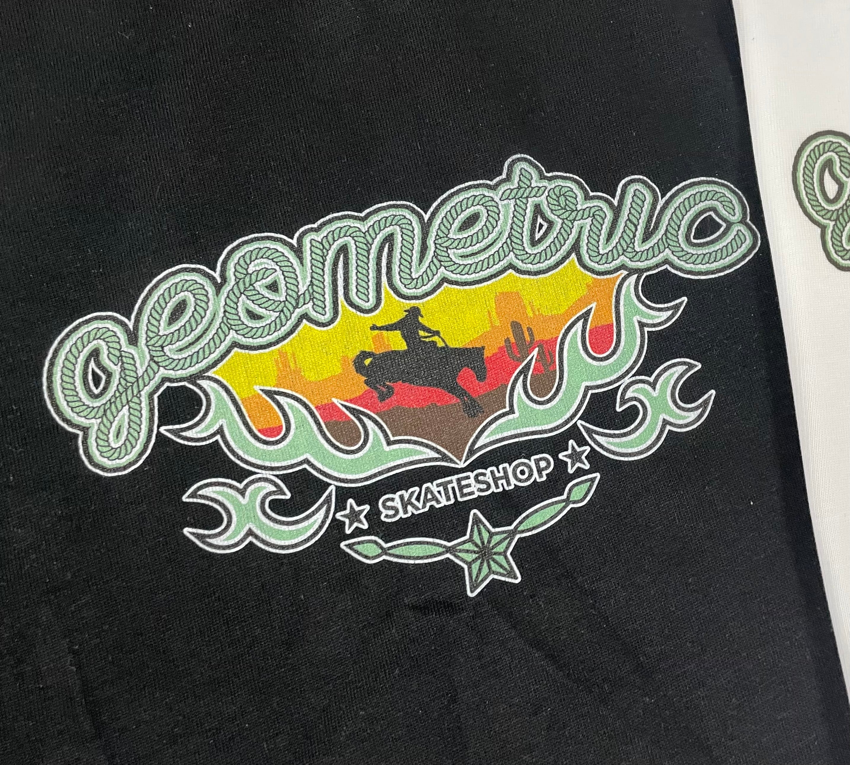 Geometric Cowboy Tee - Black - Image 3