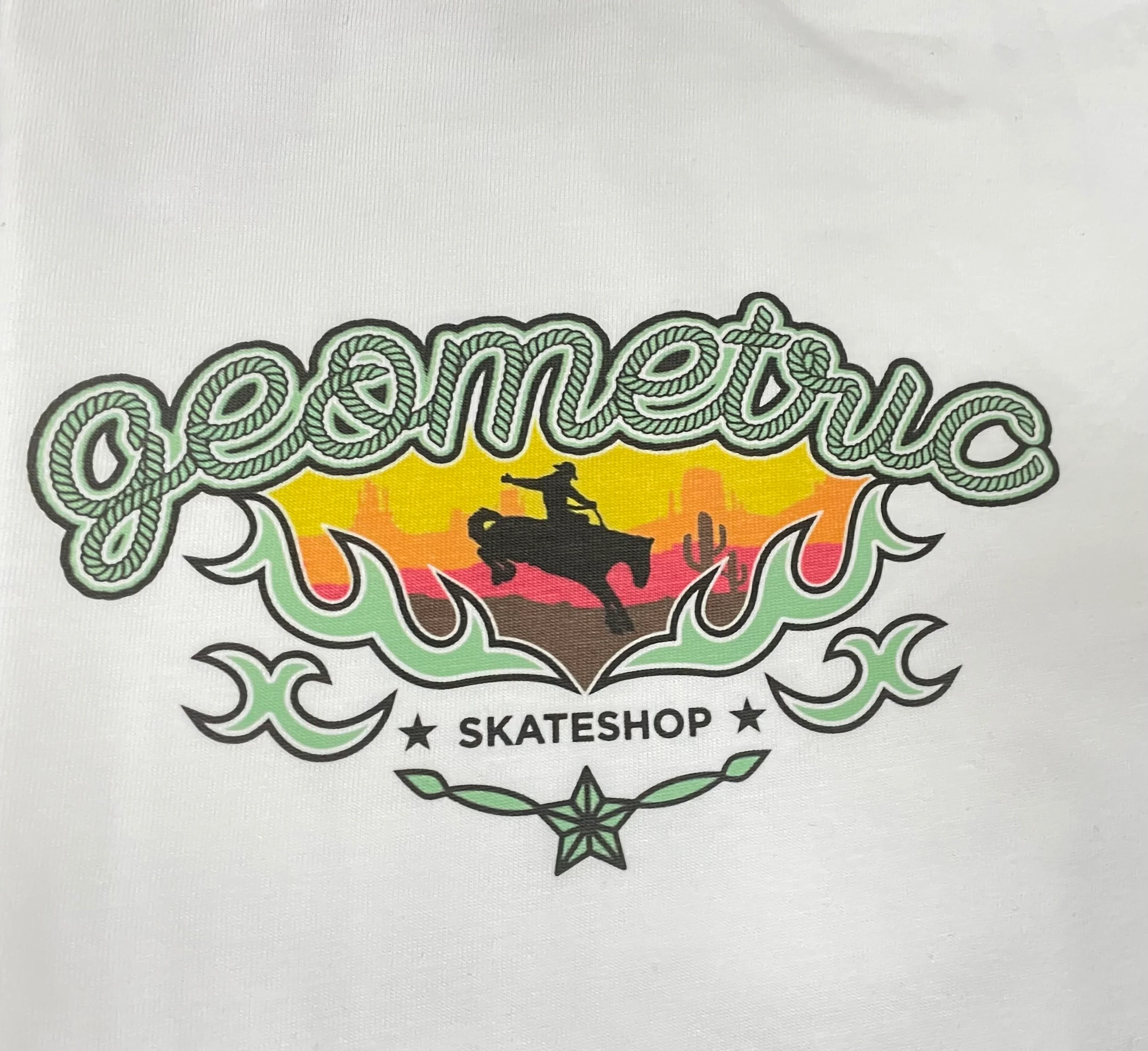 Geometric Cowboy Tee - White - Image 2